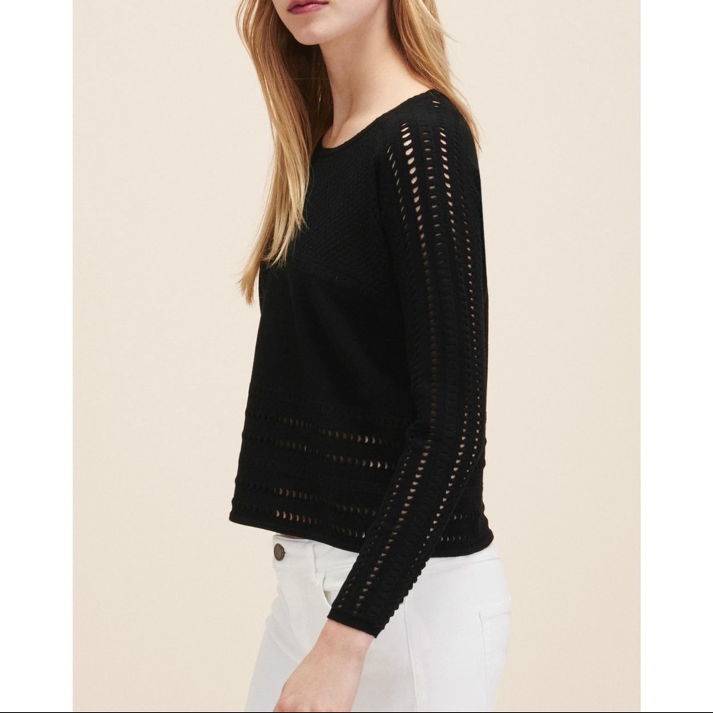 Maje Mufina Open-Knit Sweater in Black